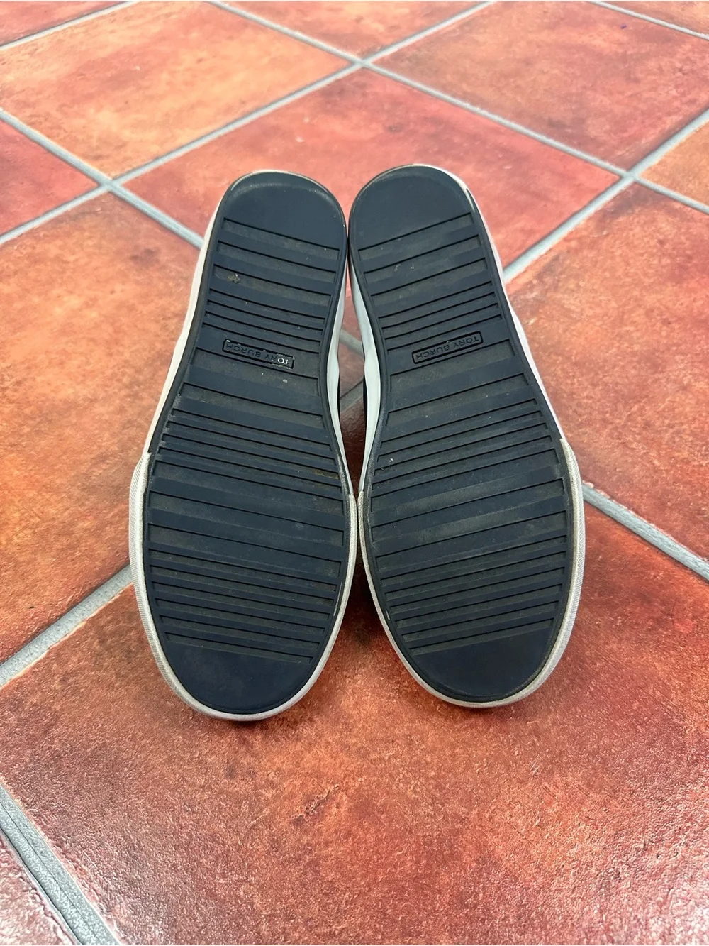 Tory Burch Navy Slip-On Shoes with Orange Trim